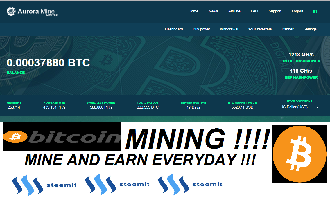 Earn Bitcoin Everyday Daily !   Bitcoin Mining Daily Withdrawal - 